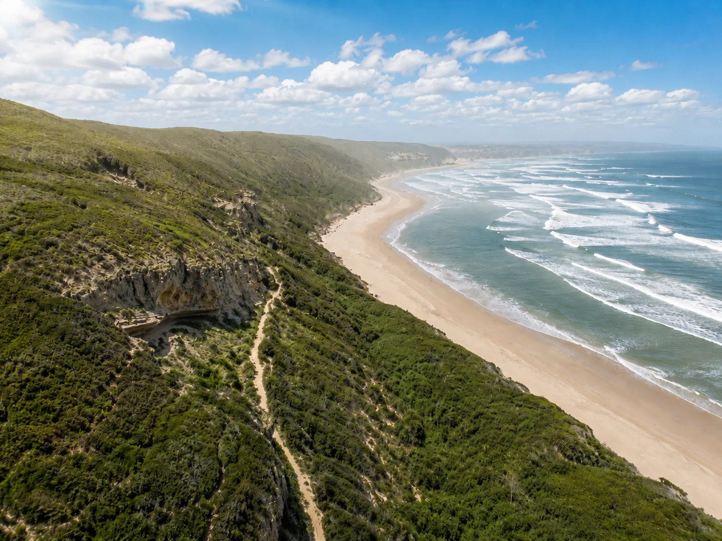 Hikers on the coastal path between Jongensfontein and Stilbaai