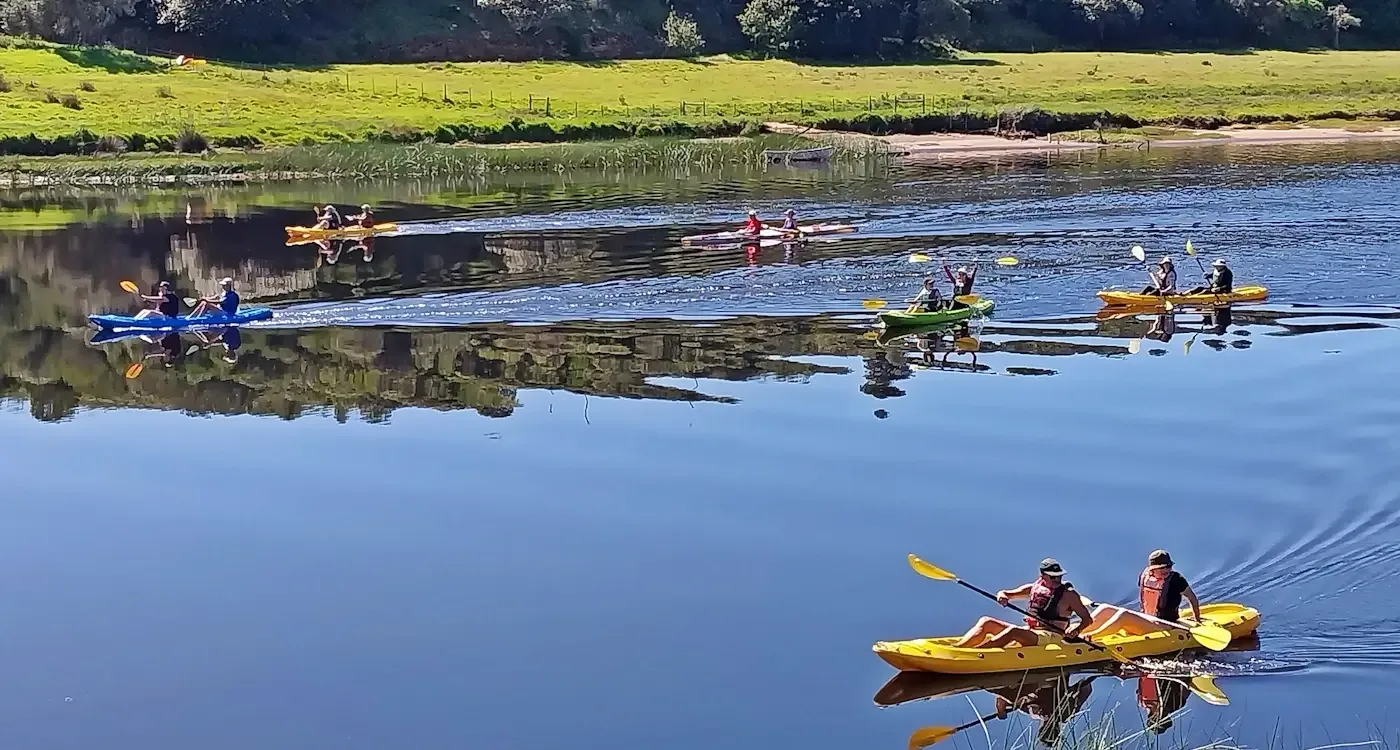 Kayakers paddling on the Goukou River